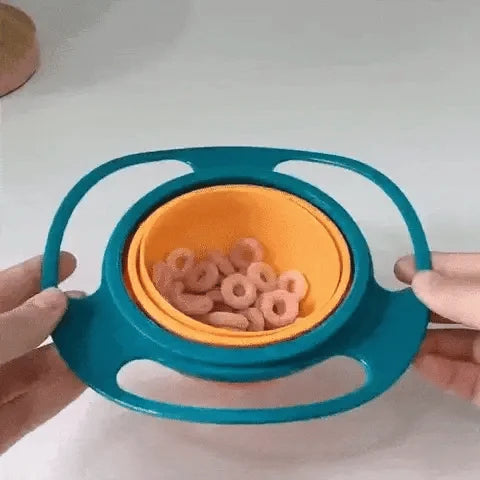 Gyro Bowl Snack Feeding No Spill Gyroscopic Movement Anti Plastic Colander Lid Set - Image 2