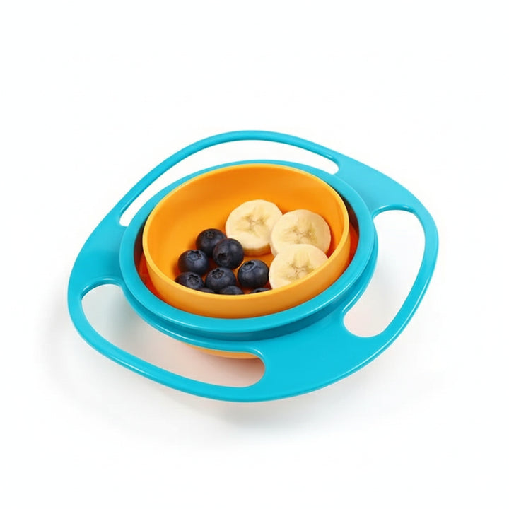 Gyro Bowl Snack Feeding No Spill Gyroscopic Movement Anti Plastic Colander Lid Set - Image 1