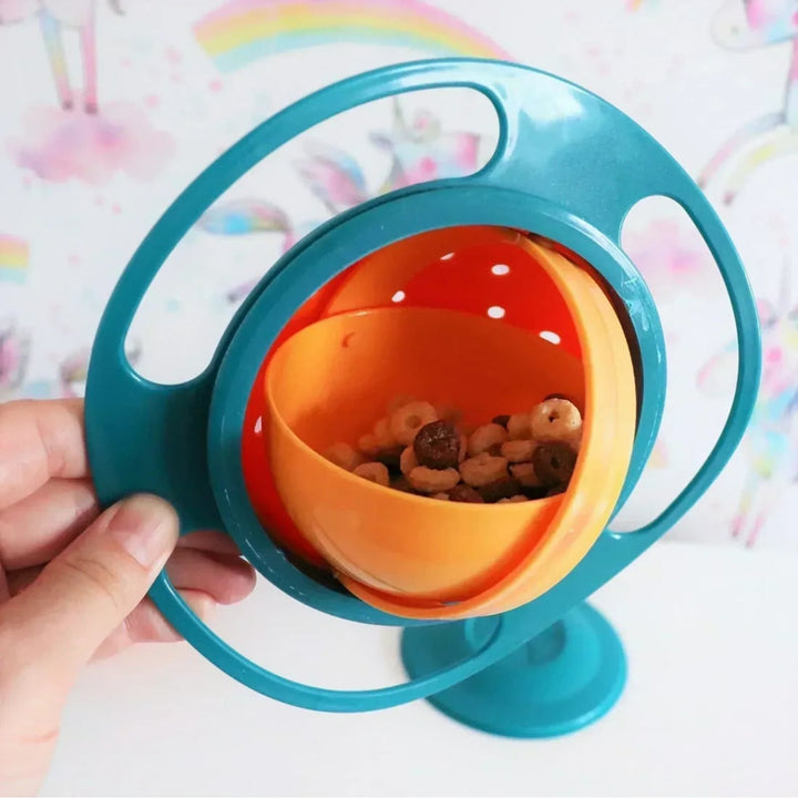 Gyro Bowl Snack Feeding No Spill Gyroscopic Movement Anti Plastic Colander Lid Set - Image 3