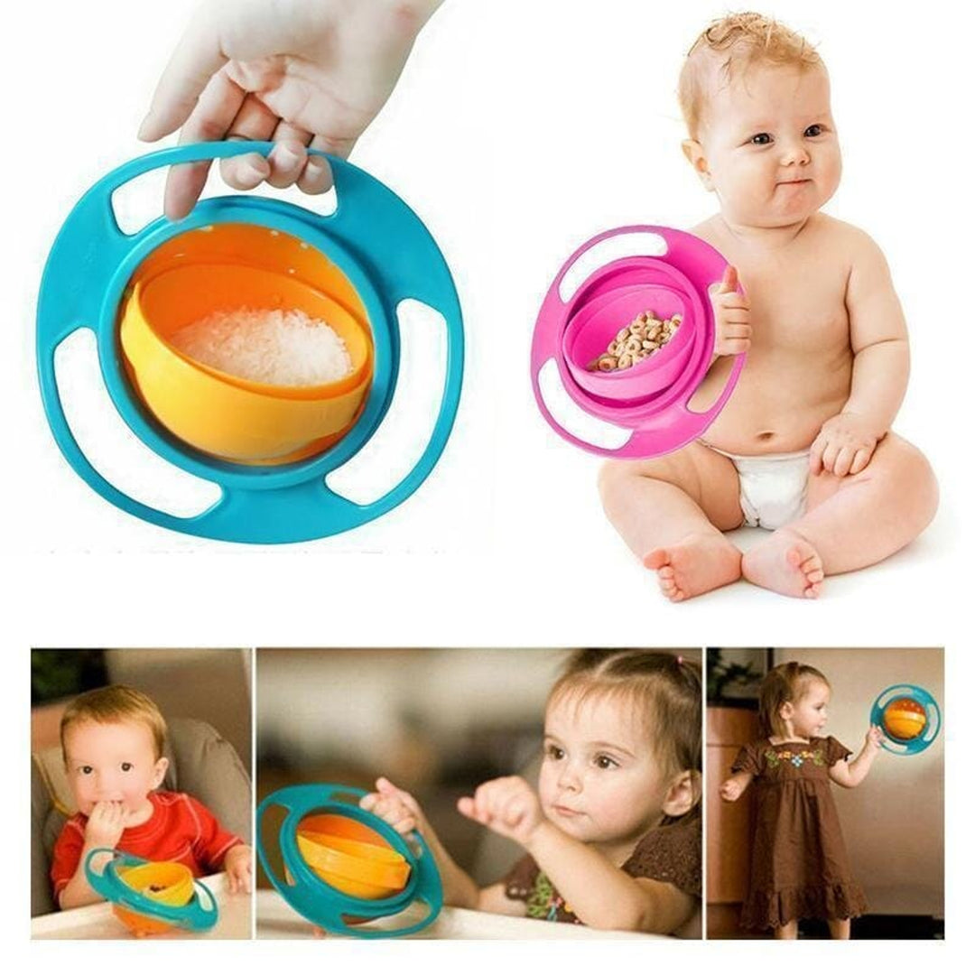 Gyro Bowl Snack Feeding No Spill Gyroscopic Movement Anti Plastic Colander Lid Set - Image 4