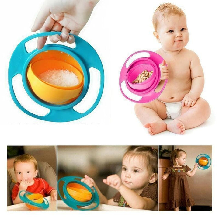 Gyro Bowl Snack Feeding No Spill Gyroscopic Movement Anti Plastic Colander Lid Set - Image 4