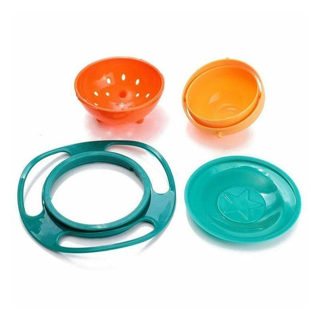 Gyro Bowl Snack Feeding No Spill Gyroscopic Movement Anti Plastic Colander Lid Set - Image 5