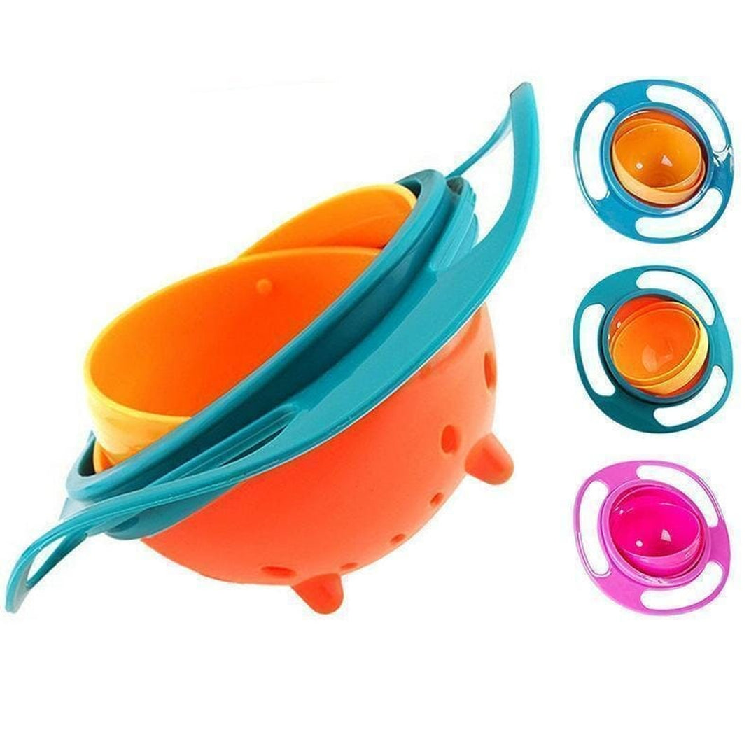 Gyro Bowl Snack Feeding No Spill Gyroscopic Movement Anti Plastic Colander Lid Set - Image 7