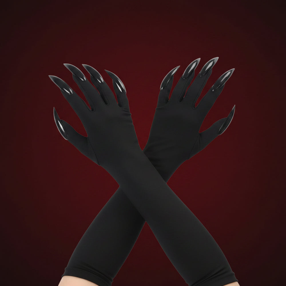Halloween Accessories Black Gloves Witch Costume Satin Gloves - Image 2