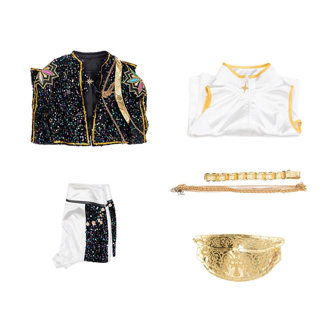 Halloween Costume Women Gold Sequin Cropped Jacket Shorts Belt Performance Cosplay Outfit - Image 20