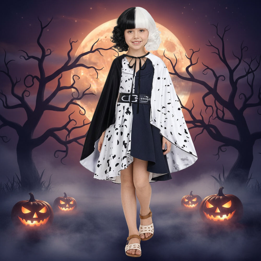 Halloween Costumes Split Color Spotted Dress Fun Outfit - Image 7