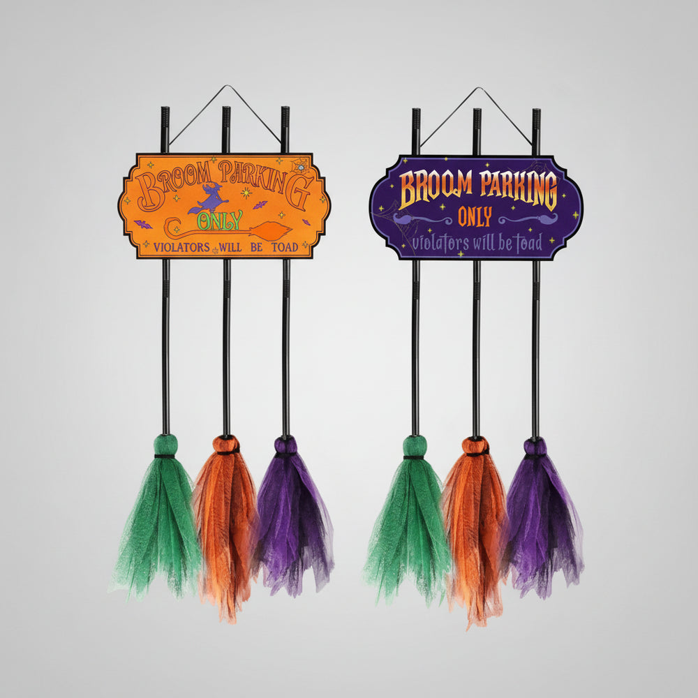 Halloween Decoration Halloween Theme Outdoor Broom Sign - Image 1