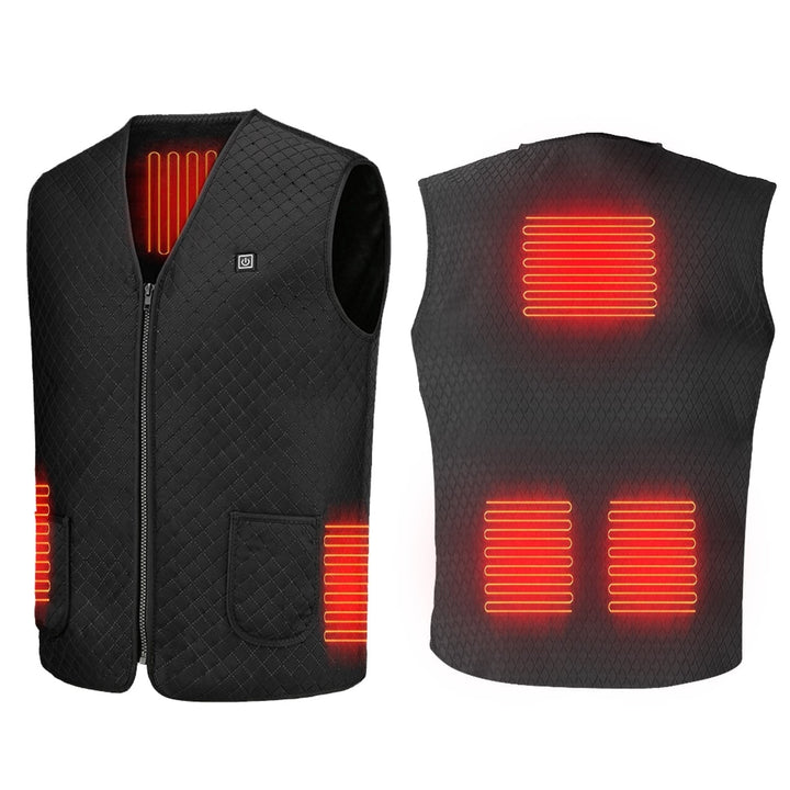 Heated Apparel Electric Vest USB Rechargeable Diamond Quilted Sleeveless With Front Zipper And Pockets - Image 1