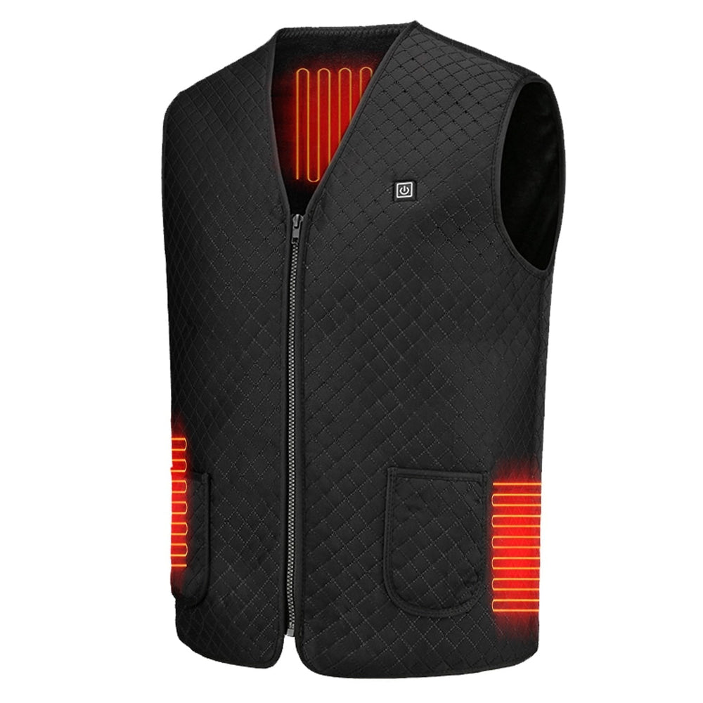 Heated Apparel Electric Vest USB Rechargeable Diamond Quilted Sleeveless With Front Zipper And Pockets - Image 2
