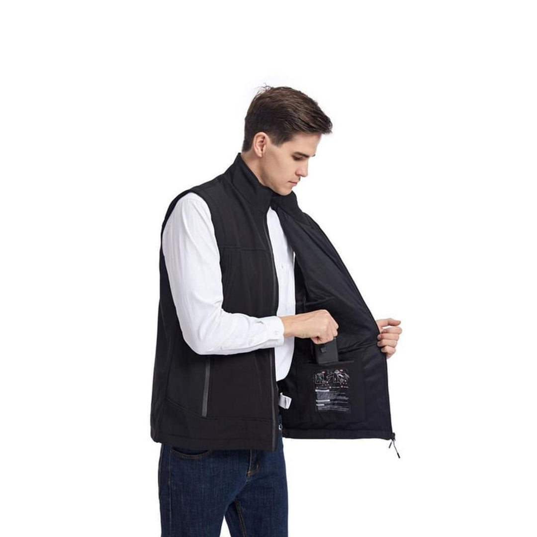 Heated Apparel Vest Full Zip Stand Collar Rechargeable USB Heating Zones - Image 4