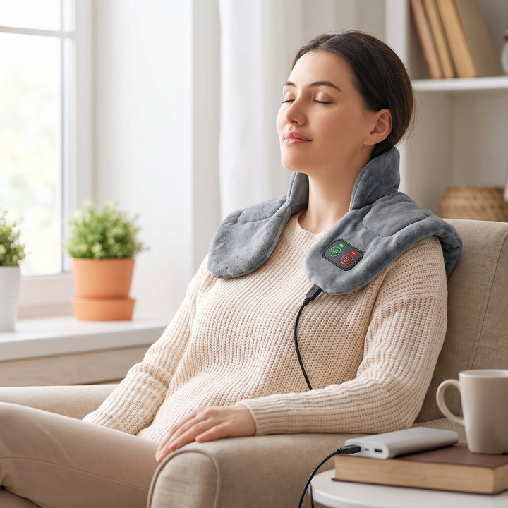 Heated Neck Massager Shoulder Heating Pad With Vibration And Adjustable Settings - hero