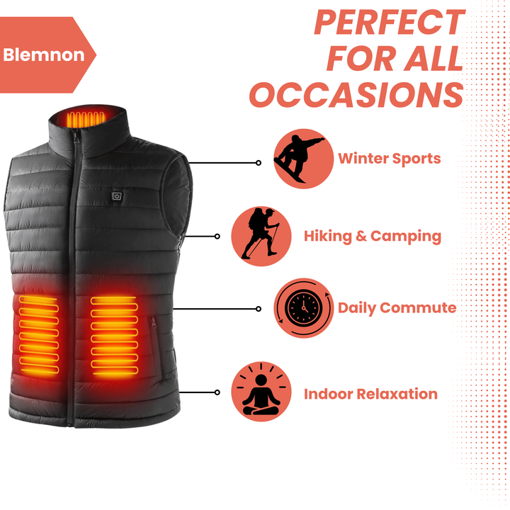 Heated Vest Men Electric Rechargeable Battery Integrated Heating Zones Waterproof Windproof - Image 4