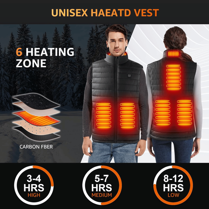 Heated Vest Men Electric Rechargeable Battery Integrated Heating Zones Waterproof Windproof - Image 8