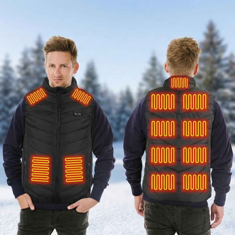 Heated Vest Men With USB Rechargeable Battery Powered Puffer Stand Collar - Image 1