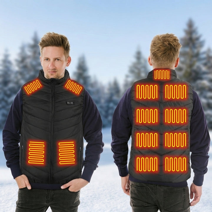 Heated Vest Men With USB Rechargeable Battery Powered Puffer Stand Collar - Image 1