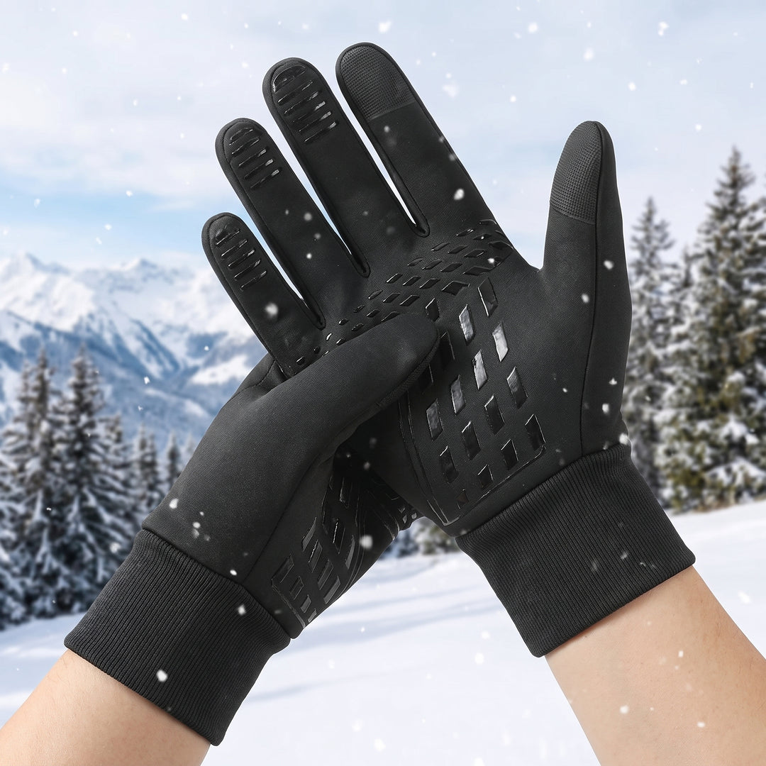 Heated Gloves Winter Touchscreen Fingertips Textured Palms Zipper Pocket For Cycling Skiing - Image 2