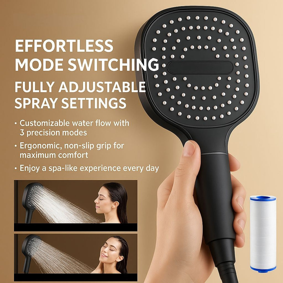 High Pressure Shower Head Handheld Filtered With Chrome Finish And 5ft Hose - Image 8