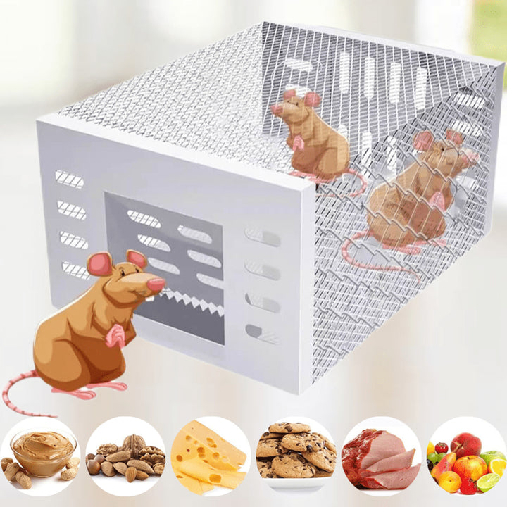 Humane Mouse Trap Live Catch Rectangular Cage One-Way Entry Silver Mesh - Image 4