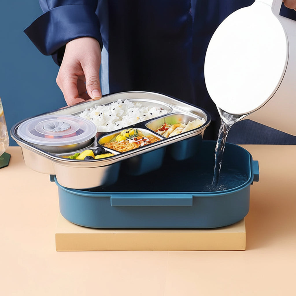 Wander Bento Box Edelstahl 4 Fächer Auslaufsicher Frischhaltung