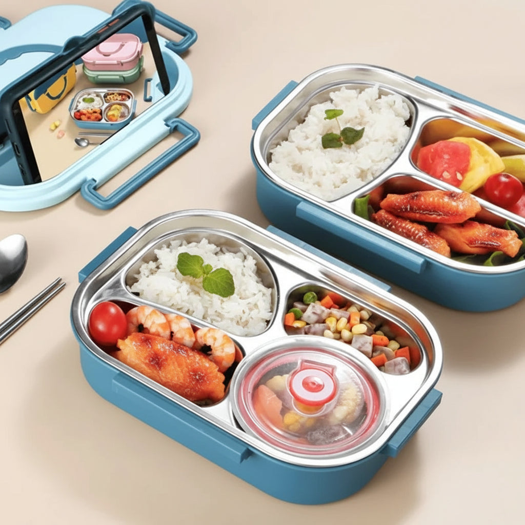Wander Bento Box Edelstahl 4 Fächer Auslaufsicher Frischhaltung