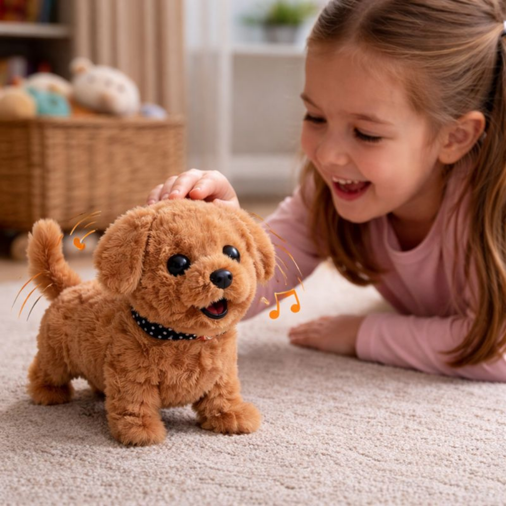 Giocattolo di peluche cane robot interattivo che cammina e abbaia