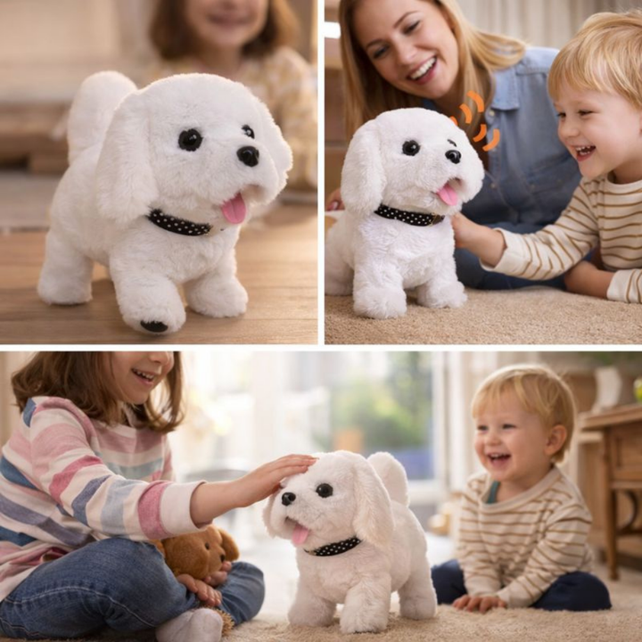 Giocattolo di peluche cane robot interattivo che cammina e abbaia