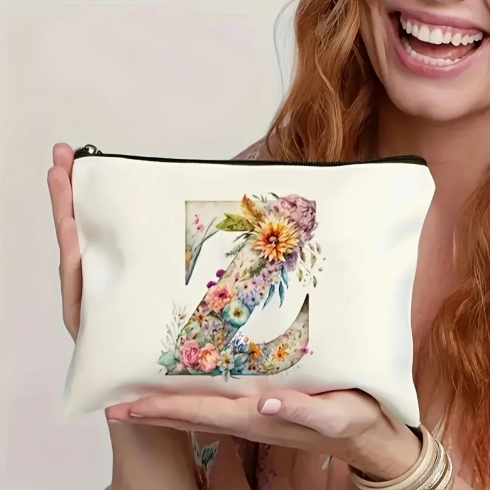 Kosmetiktasche Kosmetiketui mit Blumenmuster und Reißverschluss Buchstabe Z Muttertagsgeschenk