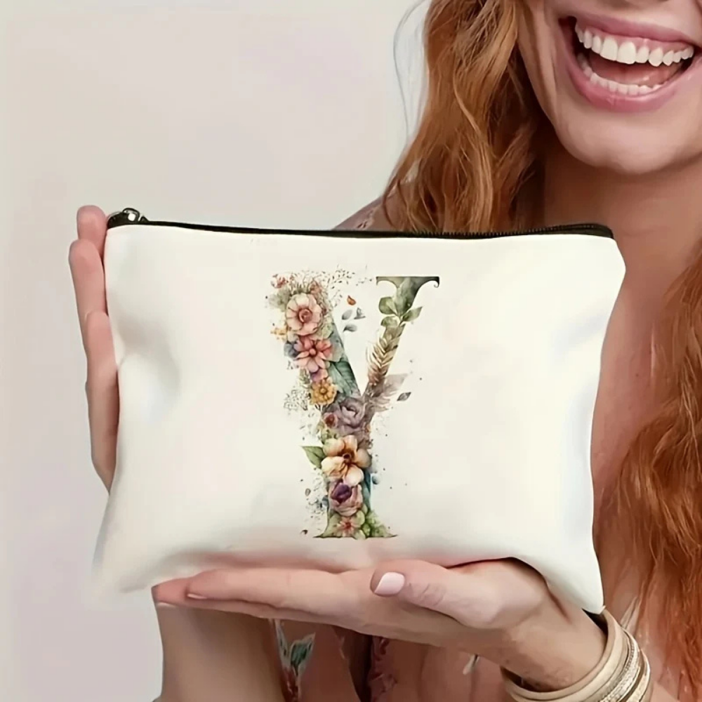 Kosmetiktasche Kosmetiketui mit Blumenmuster und Reißverschluss Buchstabe Z Muttertagsgeschenk