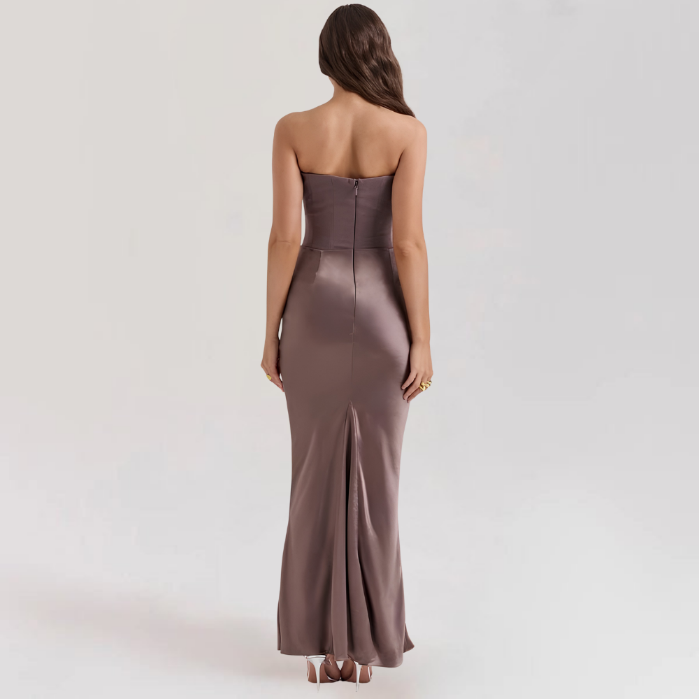 Formal Dress Corset Evening Gown Strapless Event Satin Gown