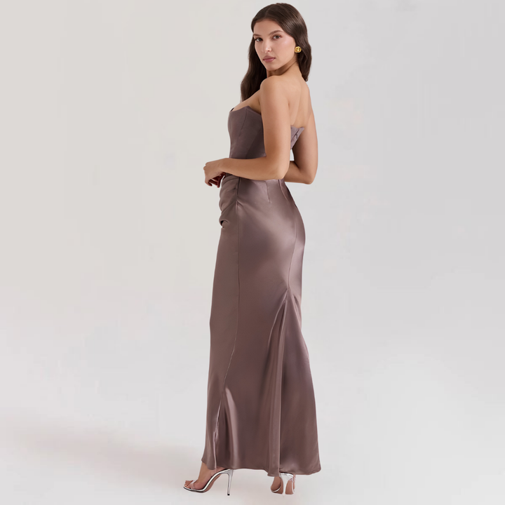 Formal Dress Corset Evening Gown Strapless Event Satin Gown
