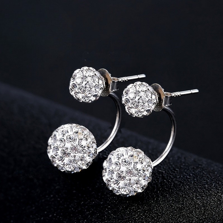 Ohrringe Sterlingsilber Zirkon Doppelkugel Hängend Muttertagsgeschenk