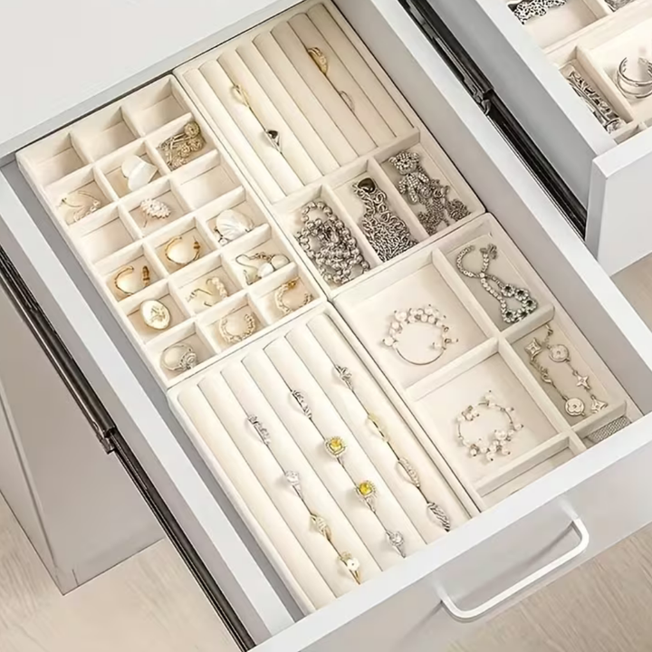 Schmuck-Organizer-Tablett-Set Samt Schubladenaufbewahrung Muttertag
