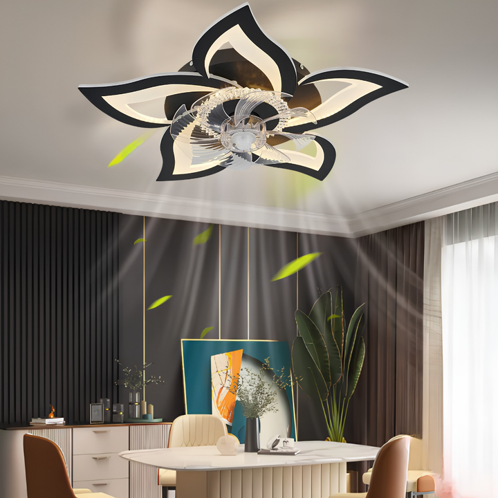 Ceiling Fan Modern Flower Cooling LED Light Fixture