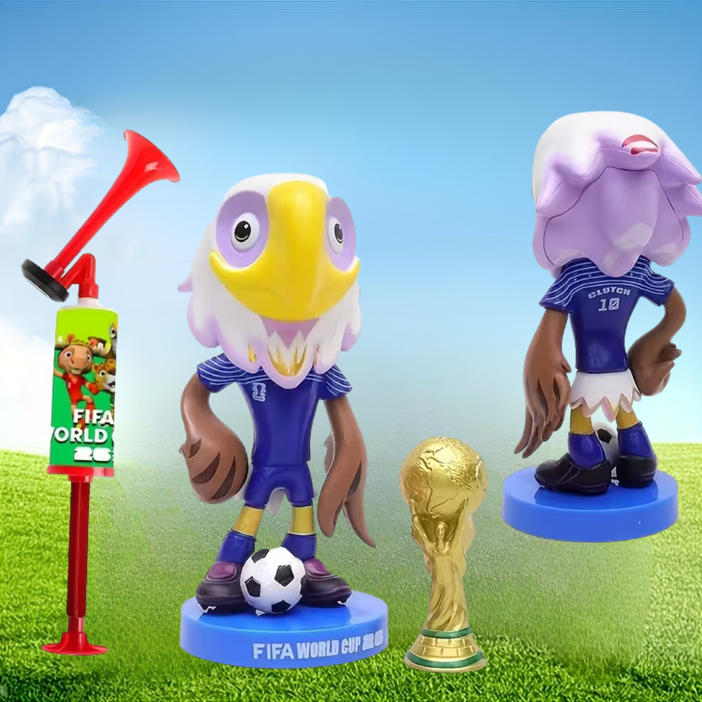 Set Tromba ad Aria Coppa del Mondo con Figurina Mascotte Decorazione per Feste