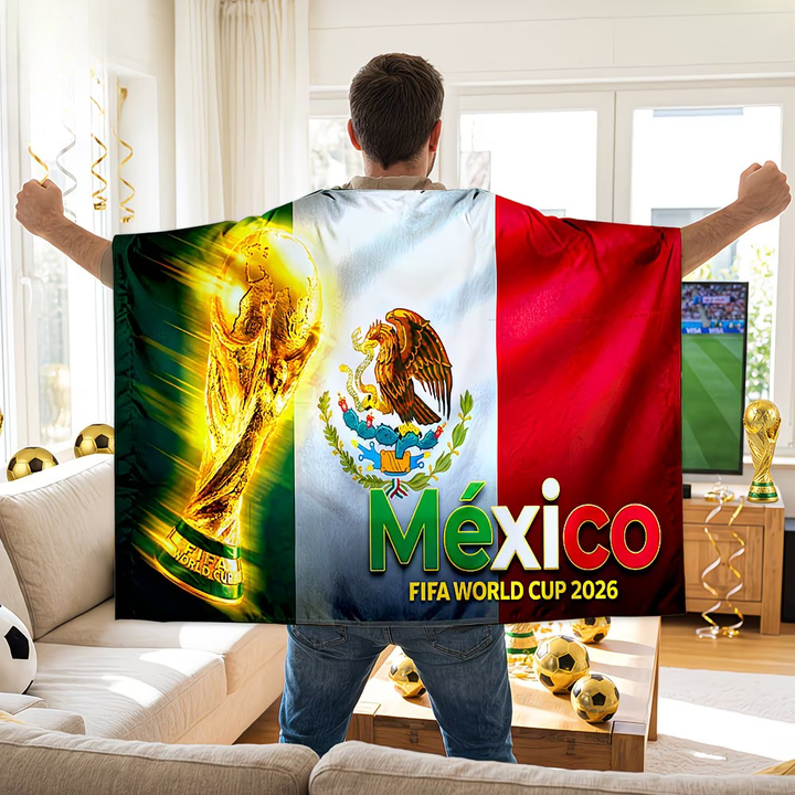 Mexico Flag Banner World Cup Soccer Fan Cape Polyester