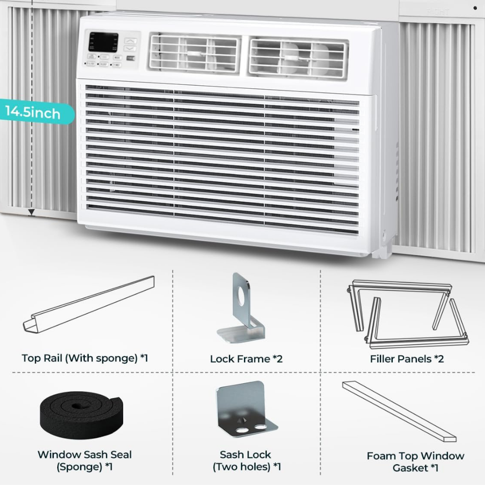 Fenster-Klimagerät 8000 BTU Intelligente Kühlung Leise Mittelgroßer Raum Luft