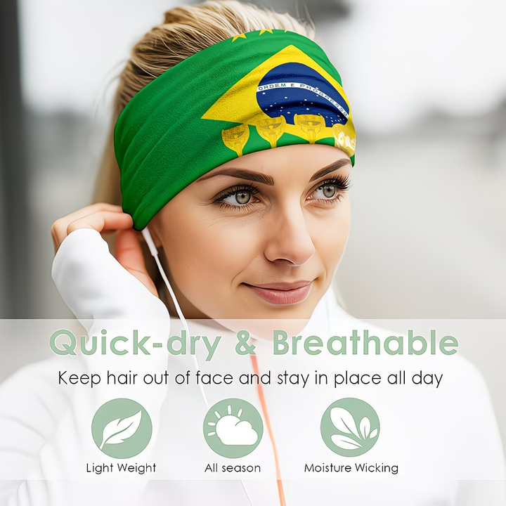 Fascia per Capelli con Bandiera del Brasile Copri Collo e Viso per Calcio Coppa del Mondo