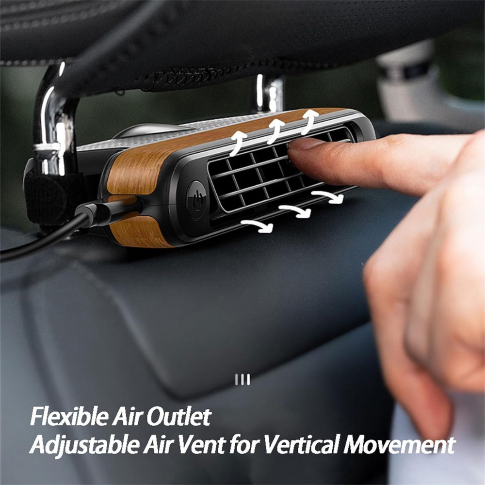 Ventilatore portatile per sedile auto con condizionatore d'aria, USB, bocchetta di raffreddamento regolabile