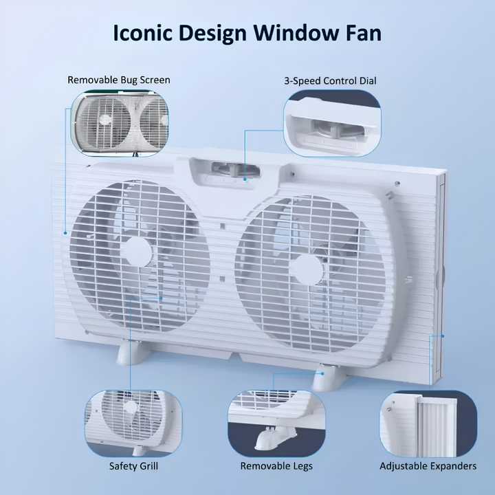 Cooling Twin Window Fan Electric Reversible Window Fan