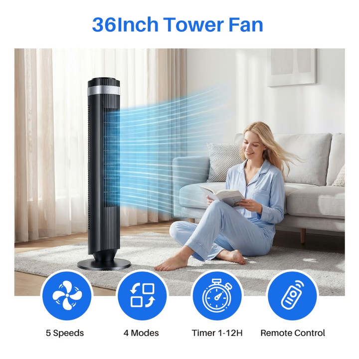 Turmventilator ohne Flügel, leiser Kühlventilator, Luftzirkulator für Schlafzimmer