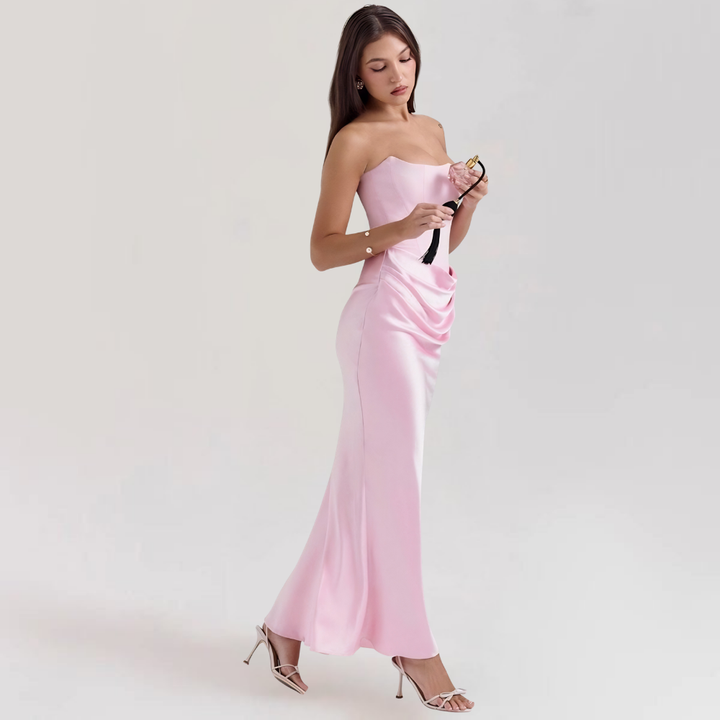 Formal Dress Corset Evening Gown Strapless Event Satin Gown