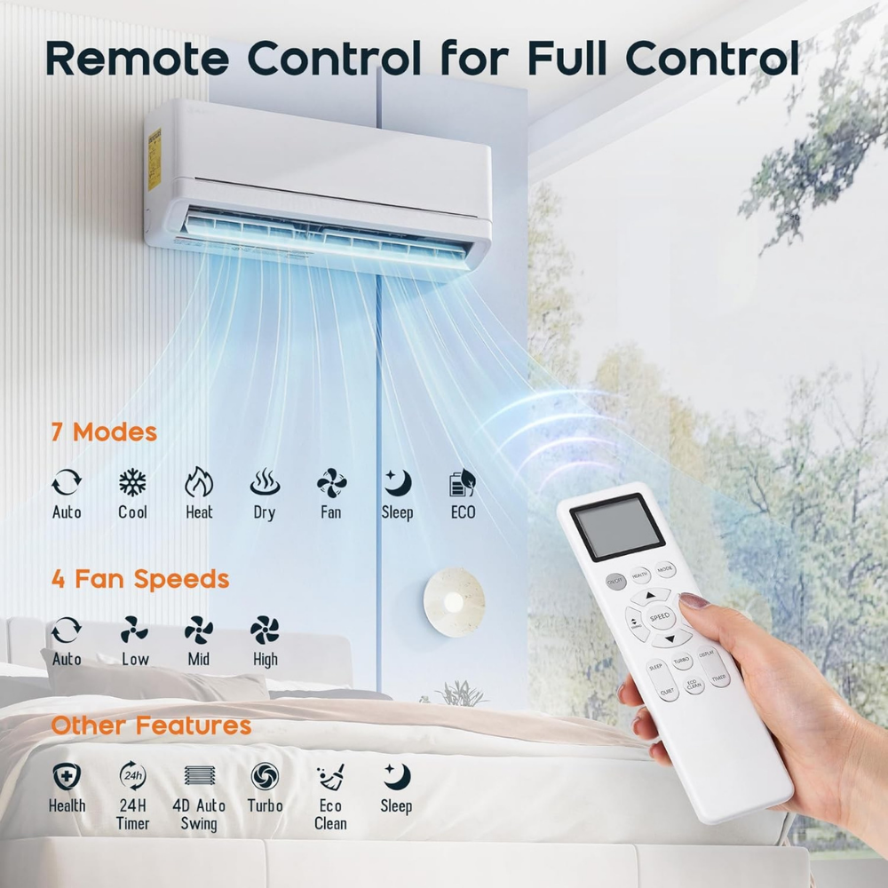 Condizionatore d'Aria Portatile Mini Split Unità di Raffreddamento e Riscaldamento 12000 BTU