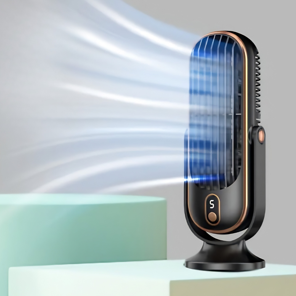 Věžový ventilátor s chlazením, dobíjecí baterií a odpařovacím chladičem