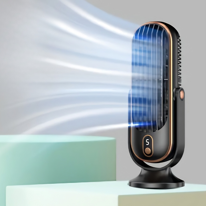 Věžový ventilátor s chlazením, dobíjecí baterií a odpařovacím chladičem