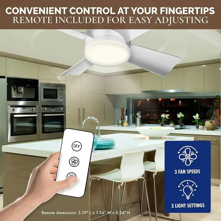 Ceiling Fan Light Flush Mount Remote Control LED