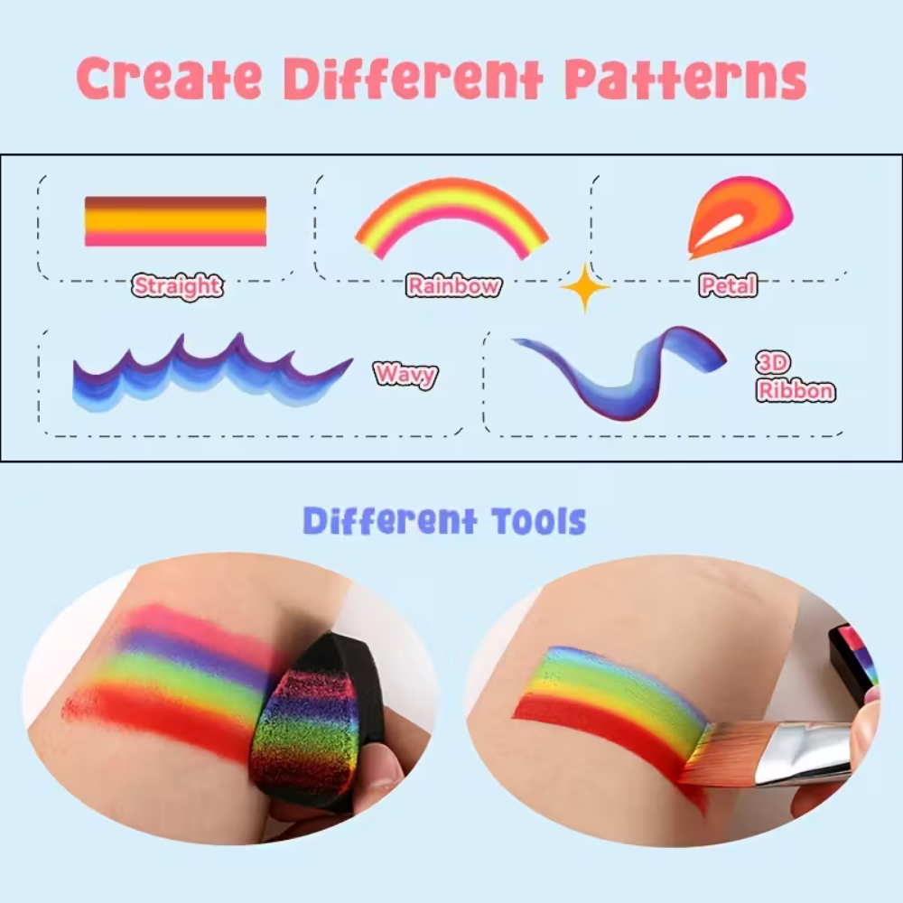 Set di pittura per il corpo Rainbow Split Cake, trucco per il viso, trucco UV, Coppa del Mondo