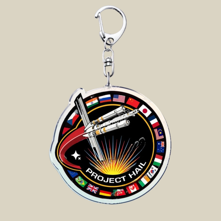 Přívěsek na klíče Bunnycat Space Mission Crest kovový klíčenka dárek