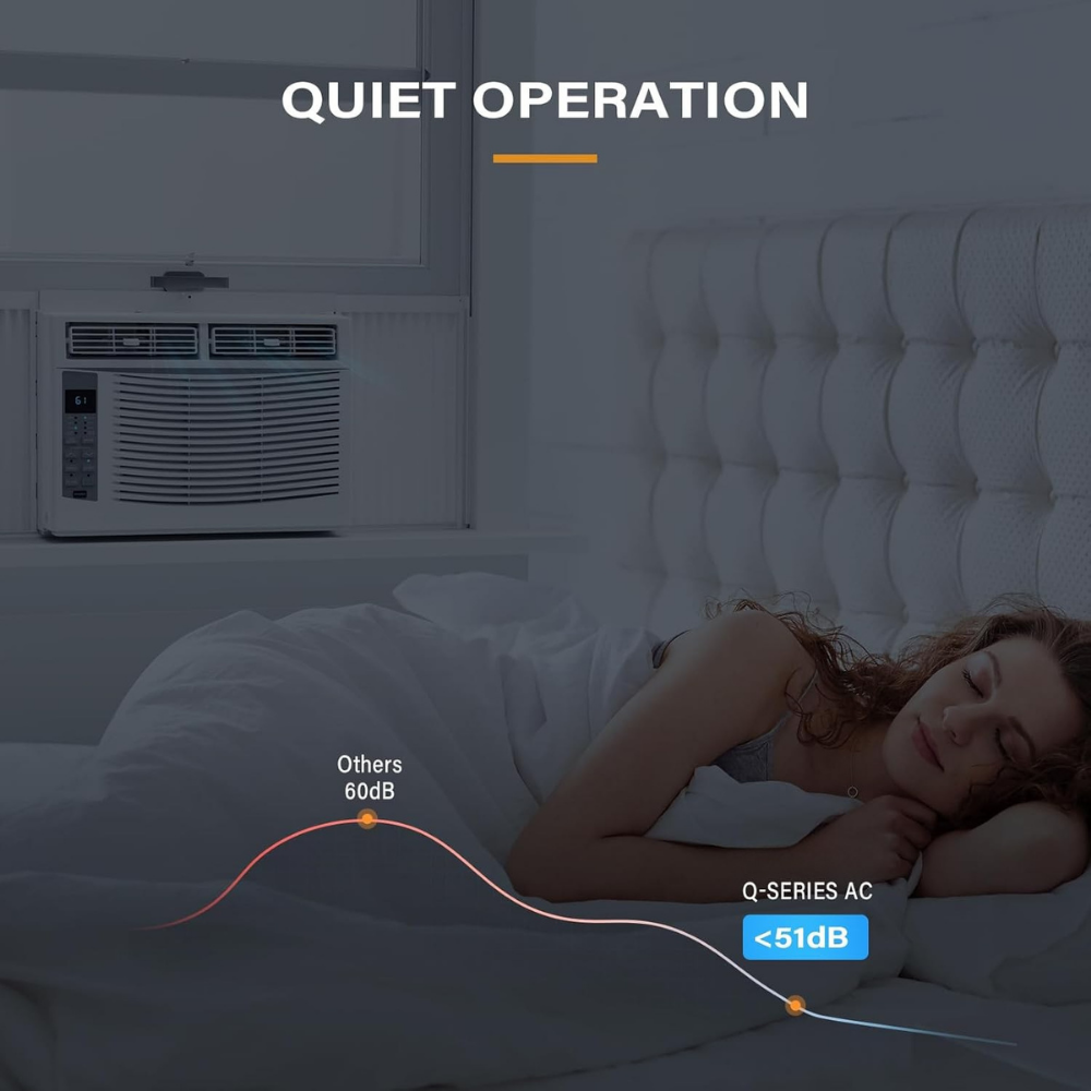Window AC Unit 6000 BTU Smart Cooling Quiet Room Air Conditioner