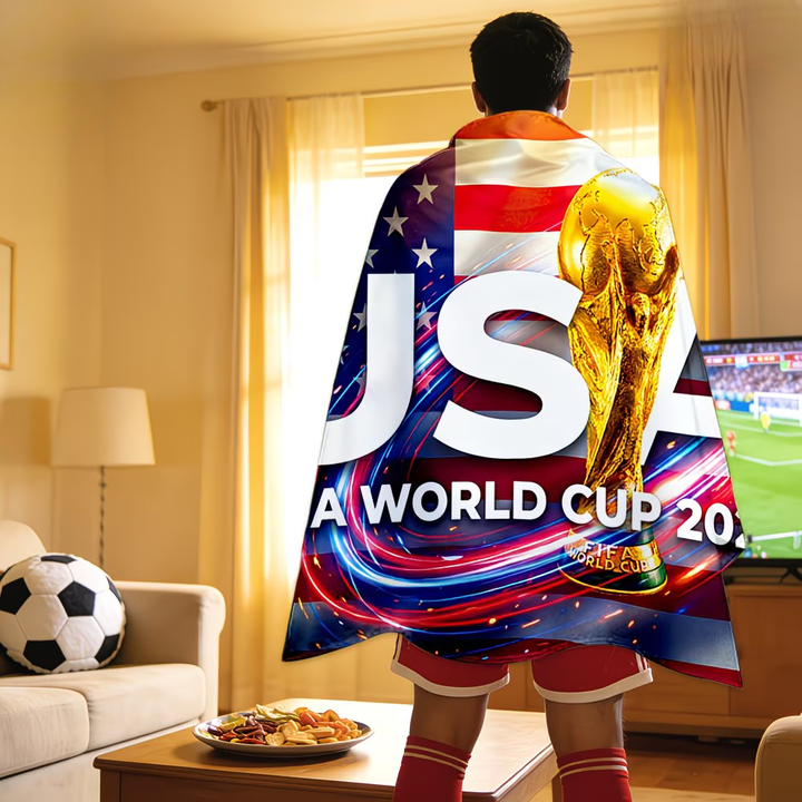 Bandiera Coppa del Mondo USA Scialle da Tifoso Calcio in Poliestere