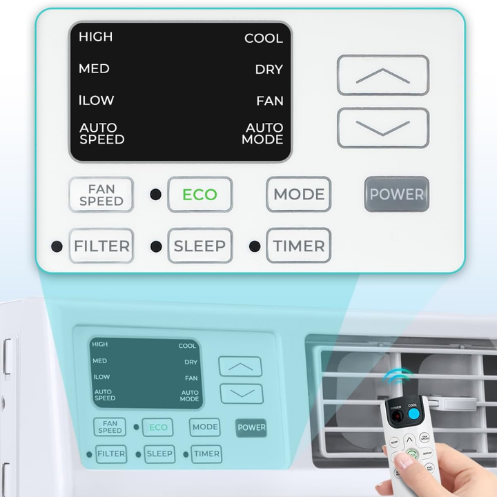 Fenster-Klimagerät 8000 BTU Intelligente Kühlung Leise Mittelgroßer Raum Luft